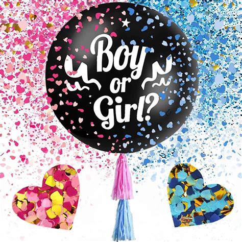 Buy Gender Reveal Balloon with Confetti Supplies,36 Inch Black Gender ...