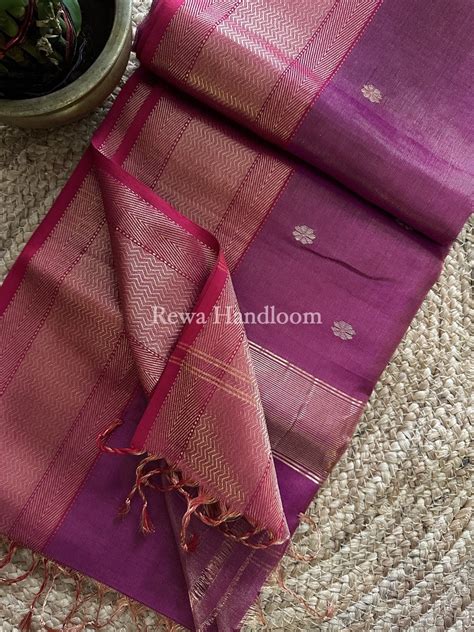 Maheshwari Purple Tissue Butti Saree TBBS033 – Rewa Handloom