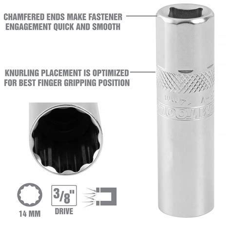 OEMTOOLS 3/8in Drive 14mm 12 Point Extra Thin Wall Spark Plug Socket