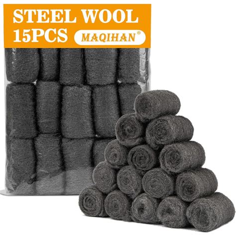 MAQIHAN Steel Wool Pads 0000 15PCS - Steel Wool 0000 Roll Glass Wood ...