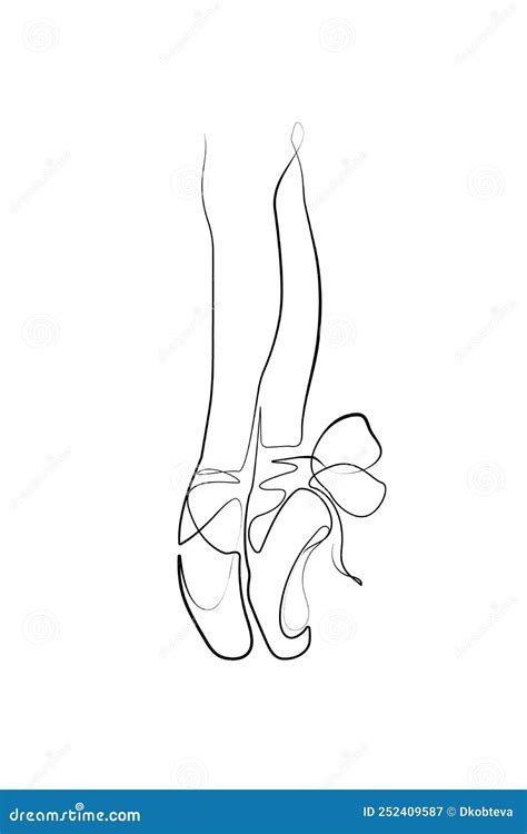 Ballet Pointe Shoes Continuous Line Drawing Cartoon Vector ...
