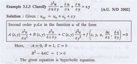 Classification Of Partial Differential Equations - Examples