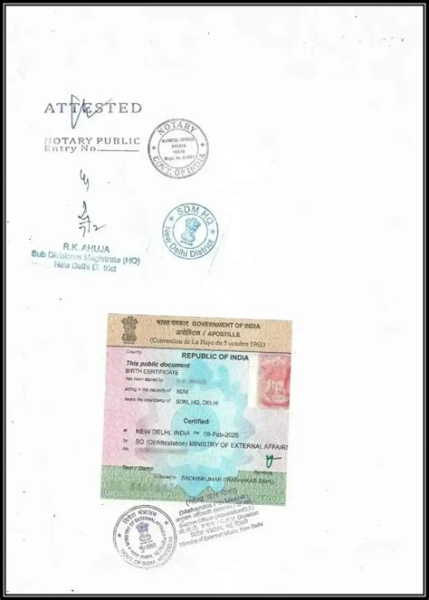 MEA Apostille Attestation on Personal Document (Birth Certificate, Mar ...