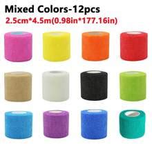 12 Rolls Mixed Color Elastic Bandage Non-Woven Bandages Pet Bandages ...