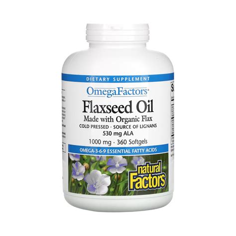 Natural Factors, OmegaFactors, Flaxseed Oil, 1000 Mg, 360 Softgels ...