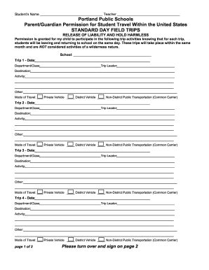 Portland Public Schools Standard Day Field Trips 2006 - Fill and Sign ...