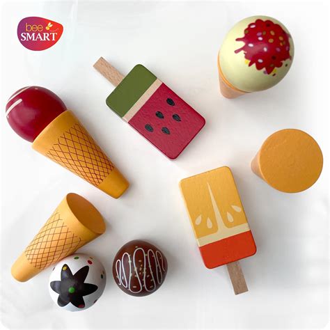 Buy Bee Smart — Wooden Ice Cream Toys Set - Ice Cream Cones and Lollies ...
