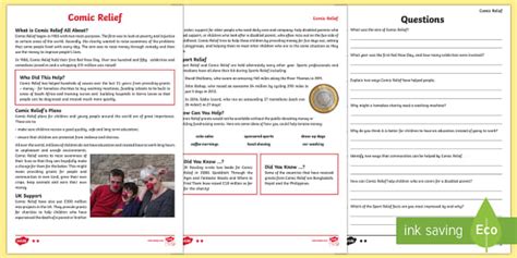 Comic Relief (Red Nose Day) Differentiated Reading Comprehension Activity