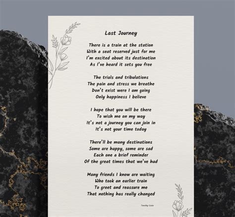 Funeral Poem Printable • Last Journey • Memorial Poem Digital Download • in Loving Memory Poem ...