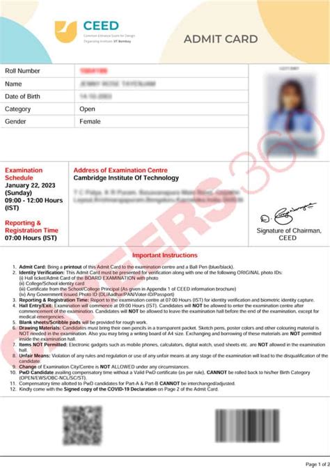 CEED Admit Card 2026 (Out), Download CEED Hall Ticket at ceed.iitb.ac.in