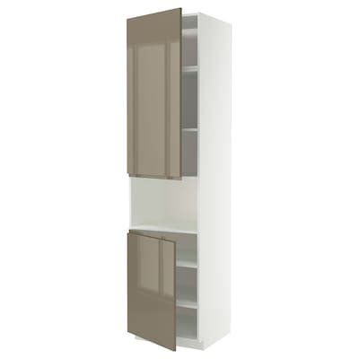 METOD high cab f micro w 2 doors/shelves, white/Voxtorp high-gloss dark ...