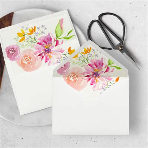 Wedding Envelope Liners Pink Floral | Zazzle