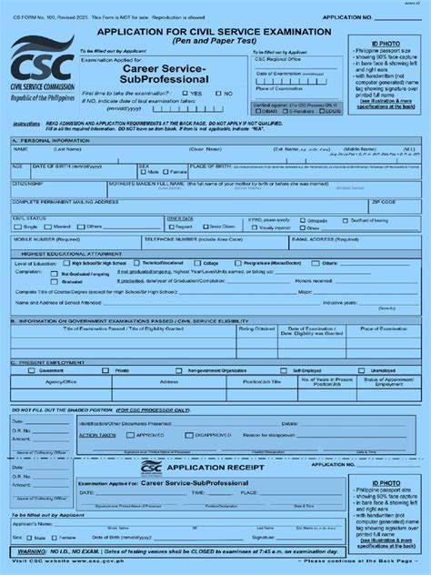 Image result for CS Exam Form