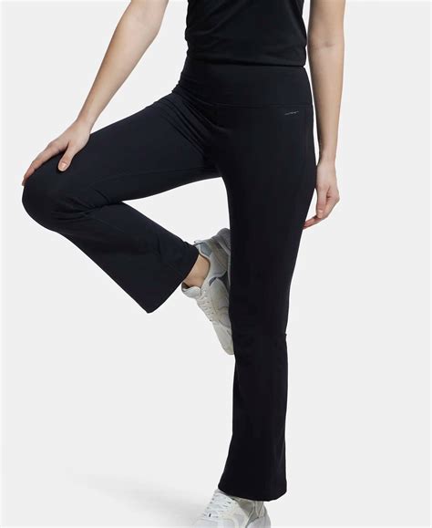 Buy Microfiber Elastane Stretch Regular Fit Flared Pants with StayFresh ...
