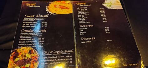 Menu at Gismat arabic jail mandi restaurant, Bengaluru