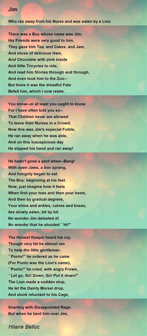 Jim Poem by Hilaire Belloc - Poem Hunter