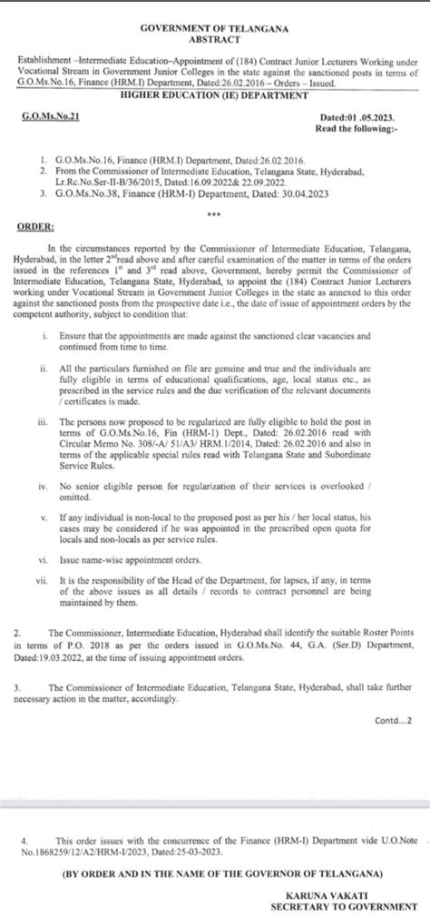 Appointment of (184) Contract Junior Lecturers Working under Vocational ...