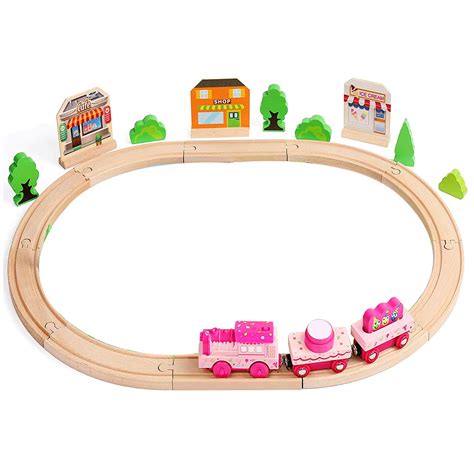 On Track Usawooden Train Set Motorized Princess Fairy Town Train ...