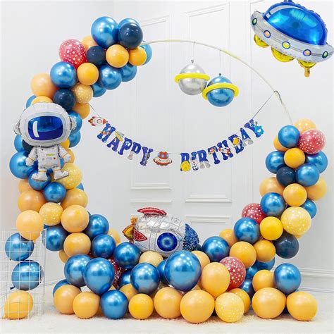 Buy Happyay 6 Pcs Space Balloons Astronaut Balloons Rocket Flying ...