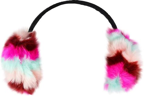 Buy Winter Furry Colorful Striped Ear Muffs, Pattern Faux Fur Ear ...