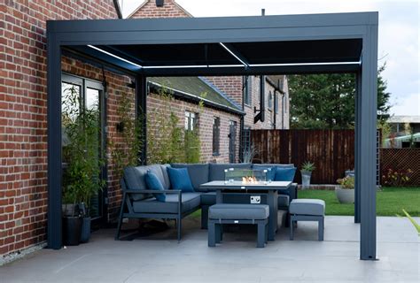 Supremo Belfort 3m x 3m Pergola with 4 Pull Down Side Screens & LED ...