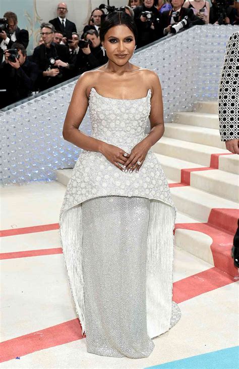 Mindy Kaling Shimmers on 2023 Met Gala Red Carpet in Jonathan Simkhai Dress