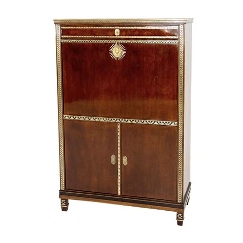 19th Century Russian Antique Veneered Mahogany Secretary by Heinrich ...