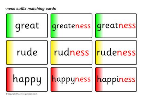 -ness Suffix Matching Cards (SB7556) - SparkleBox