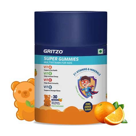 Buy GRITZO SUPER GUMMIES| MULTIVITAMIN FOR KIDS (NATURAL ORANGE FLAVOUR ...