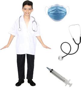 KAKU FANCY DRESSES Our Helper Doctor Costume with Stethoscope, Mask ...