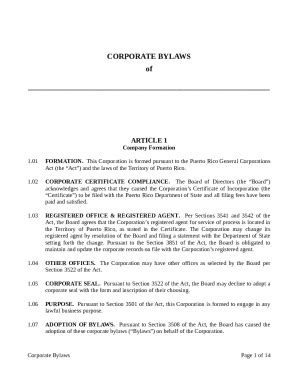 Fillable Online CORPORATE BYLAWS TITLE I NAME, REGISTERED ADDRESS AND ...