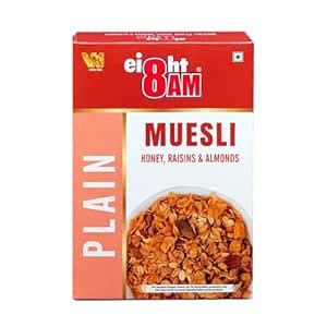 8AM Muesli Honey, Raisins & Almonds, 425 gm | Sweetened with Natural ...