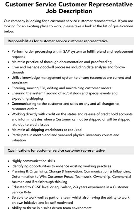 Image result for Retail Store Customer Service Job Description