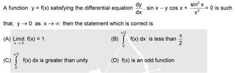 Topic: Differential equation. Multiple correct option's question ...