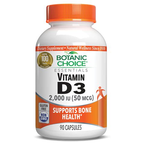 Buy Vitamin D3 - 2000 IU - 90 Capsules - Botanic Choice
