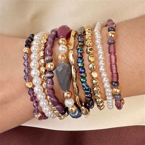 TFC Purple Sky Bead Gold Plated Bracelet (set of 10)
