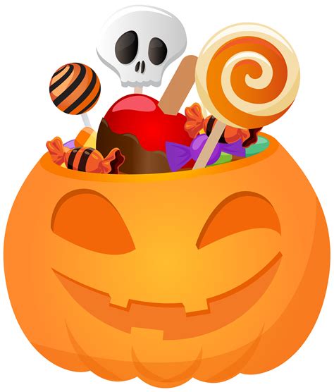 Halloween Pumpkin with Candy PNG Clip Art Image | Gallery Yopriceville ...