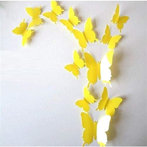 Buy Jaamso Royals 'Yellow 3D Butterflies' Wall Sticker 1 Combo of 12 ...