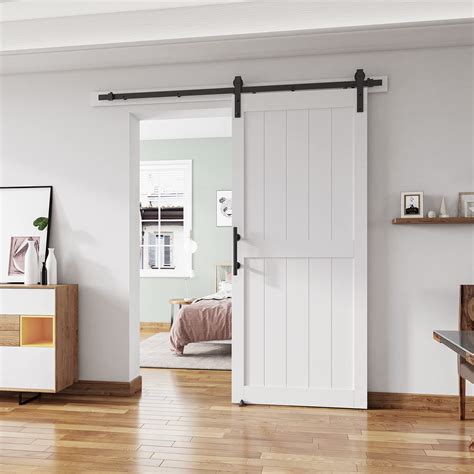 36''x84'' Sliding Barn Door with 6.6 Ft Barn Door Hardware Kit& Handle ...