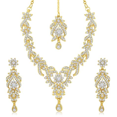 Sukkhi Trendy Gold Plated Australian Diamond Stone Studded Necklace Set ...