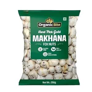 Organic Bite Hand Pick Gold Makhana Fox Nuts, Gluten Free, 100% Natural ...