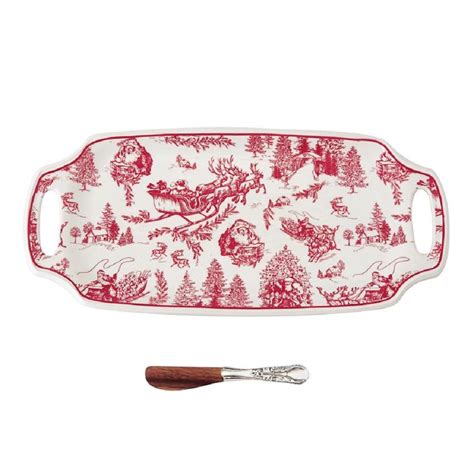 Mud Pie 4071148 Toile Tray Hostess Set, Red : Amazon.in: Home & Kitchen