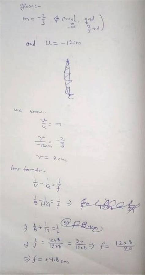 An object forms real image which is 2/3 rd size of the object from the ...