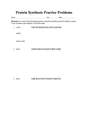 Protein Synthesis Practice Problems Answer Key - Fill Online, Printable ...