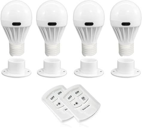 AlltroLite 4-Pack - Battery Operated Wireless LED Light Bulb | 200 Lumens Bright Light Bulb with ...