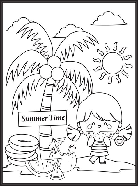 Summer Coloring Pages for Kids 23155138 Vector Art at Vecteezy