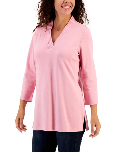 Karen Scott Womens Cotton Tunic Top Sea Pink S - Walmart.com