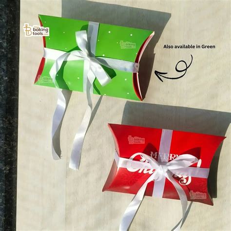 Red Merry Christmas Pillow Chocolate Box With White Ribbon
