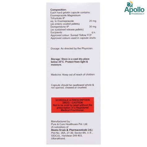 Esoz D 20 Capsule 15's Price, Uses, Side Effects, Composition - Apollo ...