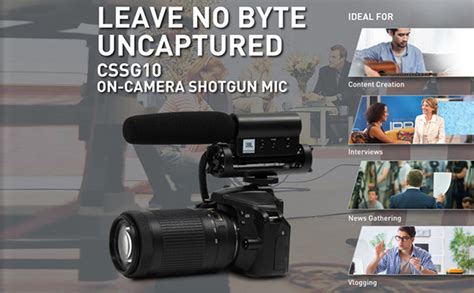 JBL Commercial CSSG10 On-Camera Shotgun Condenser Microphone for ...